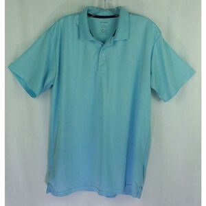 Real Essentials Shirt L Blue Polo Short Sleeve Mens Size Large